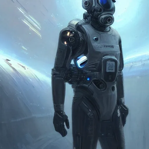 Image similar to scifi art by greg rutkowski, a man in wearing a futuristic tactical space suit, preparing to activate the ship's self - destruct sequence, claustrophobic and futuristic environment, detailed and intricate environment, high technology, highly detailed portrait, digital painting, artstation, concept art, smooth, sharp foccus ilustration, artstation hq.