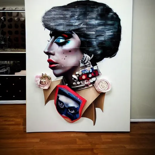 Image similar to a sculpture of Lady Gaga, by Sandra Chevrier