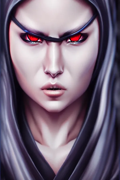 Prompt: Photorealistic hyperrealism female ninja by Artgerm and WLOP