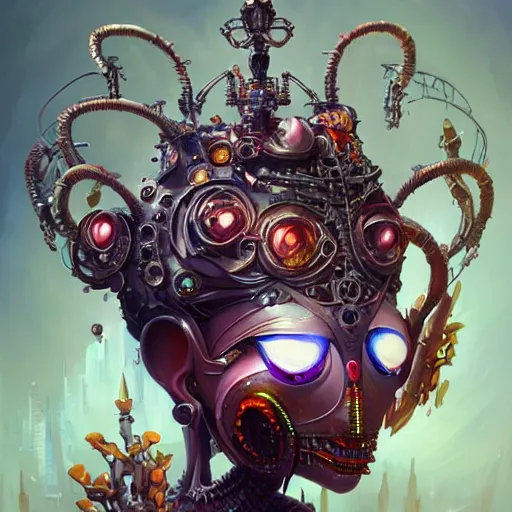 Image similar to biomechanical spider king, cyberpunk, bionics, augments, lights, cables, elegant gleaming intricate baroque jewellery, colorful, vivid, imposing, epic, digital painting, artstation, concept art, by peter mohrbacher and wlop and rhads,