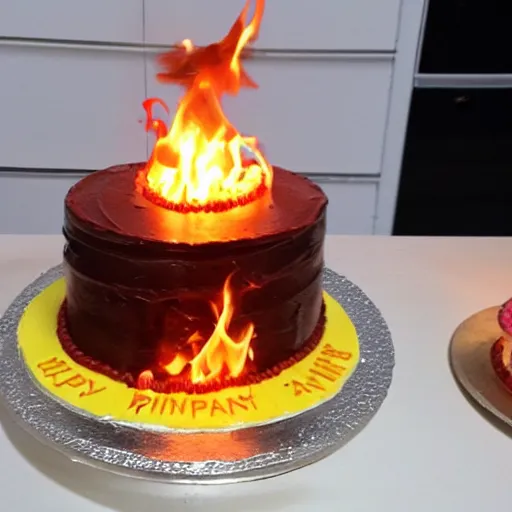 Image similar to bibpday cake on fire