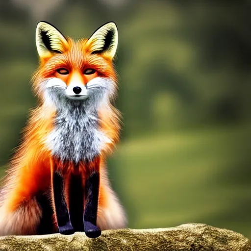 Prompt: anthropomorphous fox wearing gypsy clothing, looking into a magical crystal ball