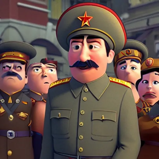 Prompt: still of a pixar film about joseph stalin, 4 k, highly detailed, pixar