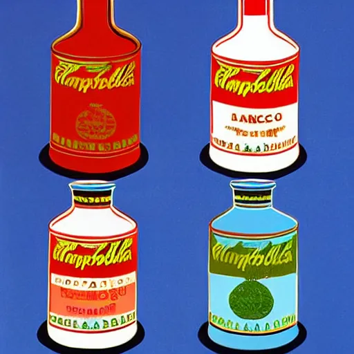 Prompt: hot sauce bottle by Andy Warhol