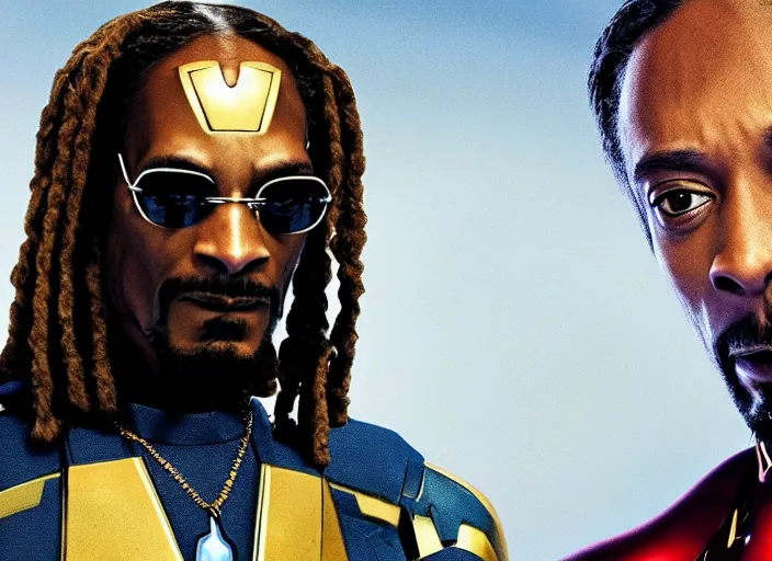 Image similar to film still of snoop dogg snoop dogg as iron man in new avengers film, 4k