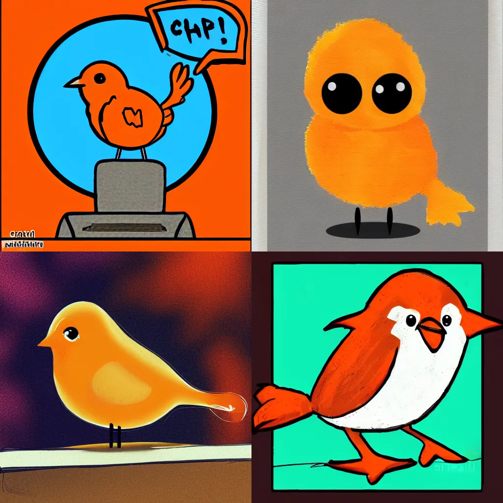 Prompt: a cute fluffy orange small bird, comic book style