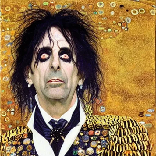 Prompt: Alice cooper by gustav Klimt