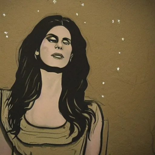 Image similar to cave drawing of lana del rey