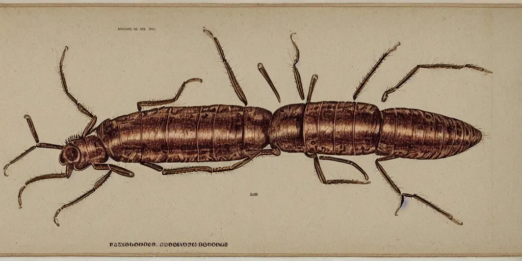 Image similar to Intricate detailed scientific illustration, Polyphagous shot-hole borer, vintage,