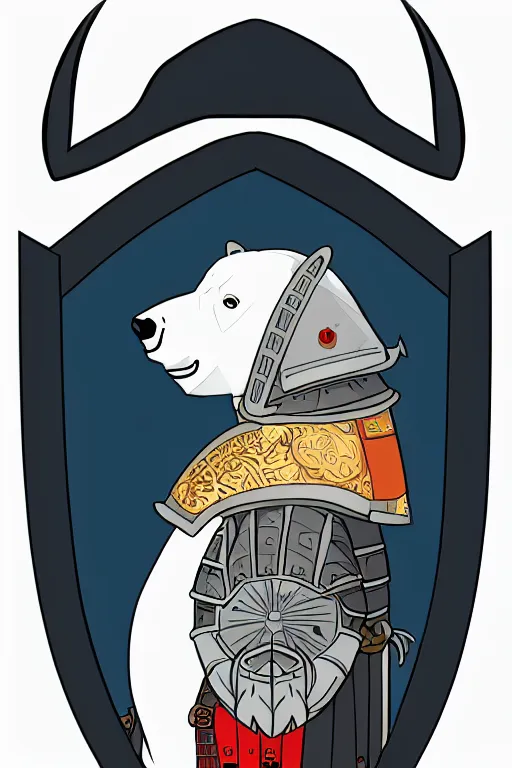 Image similar to Portrait of a polar bear in samurai armor, knight, medieval, sticker, colorful, illustration, highly detailed, simple, smooth and clean vector curves, no jagged lines, vector art, smooth