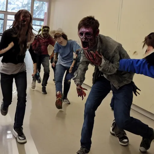 zombies chasing kids