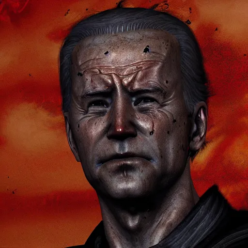 Image similar to biden in dante's inferno painting, dark beauty, rotten gold, closeup faces, extremely detailed, cinema 4 d, unreal engine.