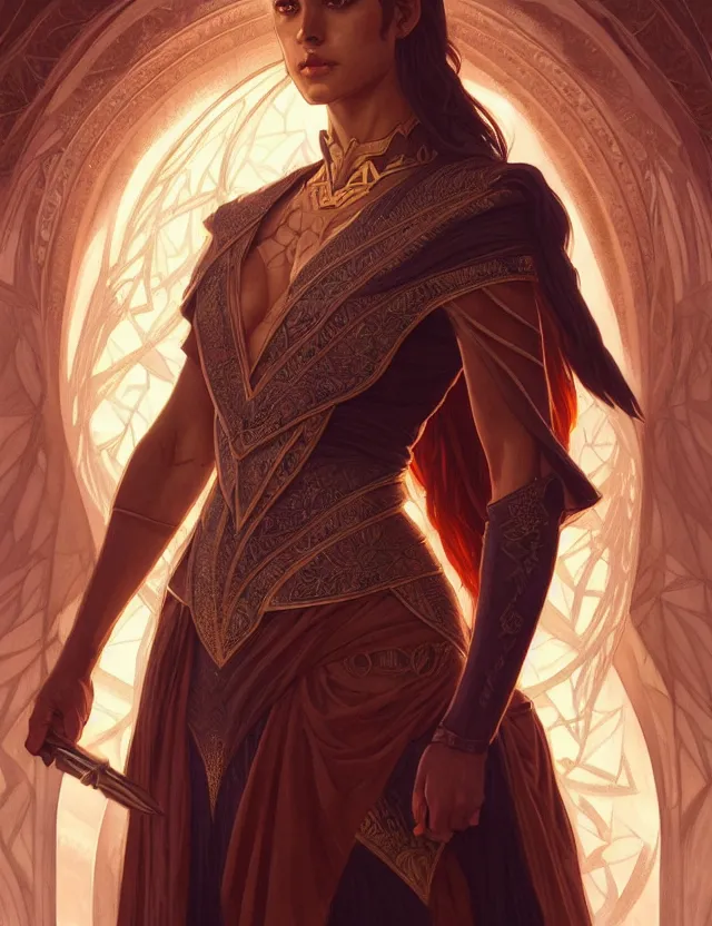 Image similar to symmetry!! intense fanart of a adriana as a mage warrior as acotar protagonist, magic background, intricate, elegant, highly detailed, my rendition, digital painting, artstation, concept art, smooth, sharp focus, illustration, art by artgerm and greg rutkowski and alphonse mucha