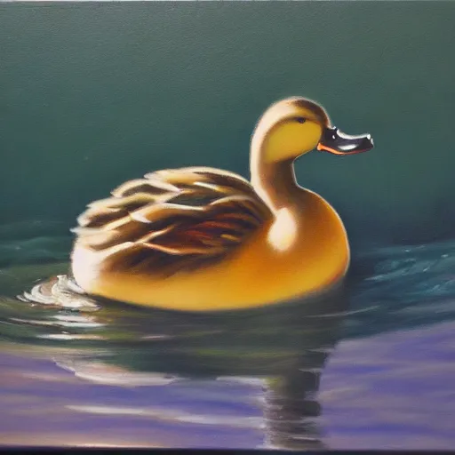 Prompt: a duck on the prowl oil painting angel planells