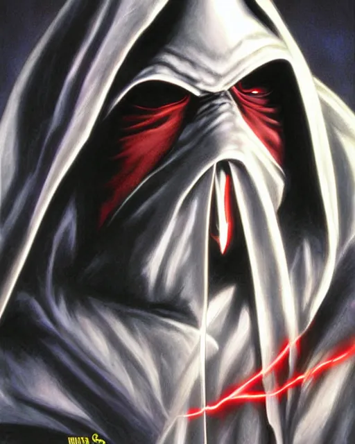 Image similar to hooded evil sith lord, airbrush, drew struzan illustration art, key art, movie poster