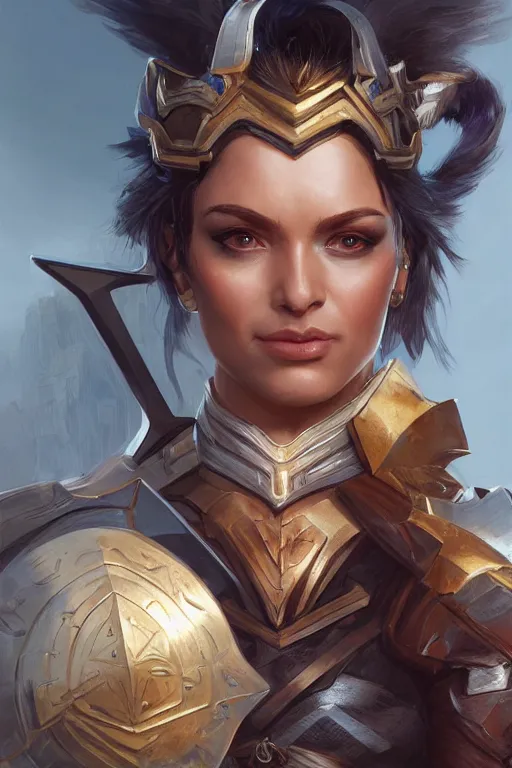 Image similar to amazon valkyrie athena, d & d, fantasy, portrait, highly detailed, headshot, digital painting, trending on artstation, concept art, sharp focus, illustration, art by artgerm and greg rutkowski and magali villeneuve