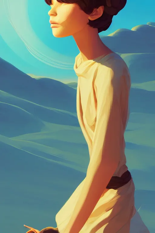 Image similar to single hermit in the desert, smooth face, centered median photoshop filter cutout vector behance hd by artgerm, jesper ejsing, by rhads, makoto shinkai and lois van baarle, ilya kuvshinov, rossdraws, illustration, art by ilya kuvshinov and gustav klimt