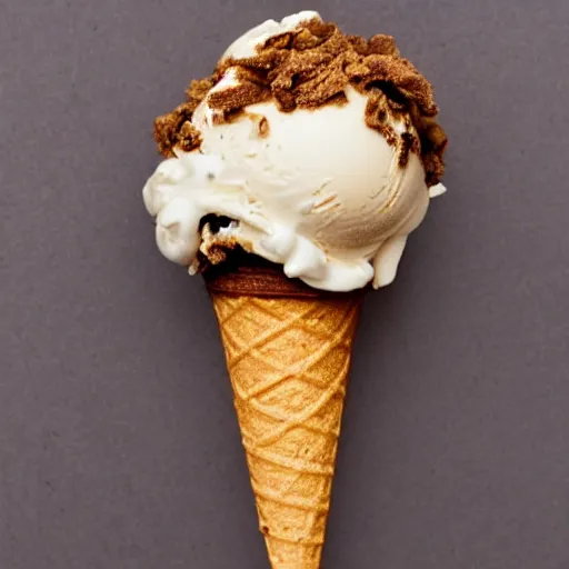 Image similar to an ice cream cone, moldy, gross