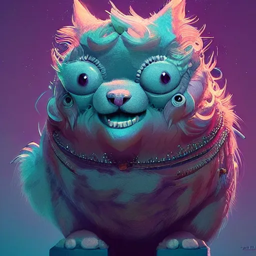 Image similar to cute fluffy creature:: by beeple and James Gilleard and Justin Gerard :: ornate, dynamic, particulate, intricate, elegant, highly detailed, centered, artstation, smooth, sharp focus, octane render, 3d
