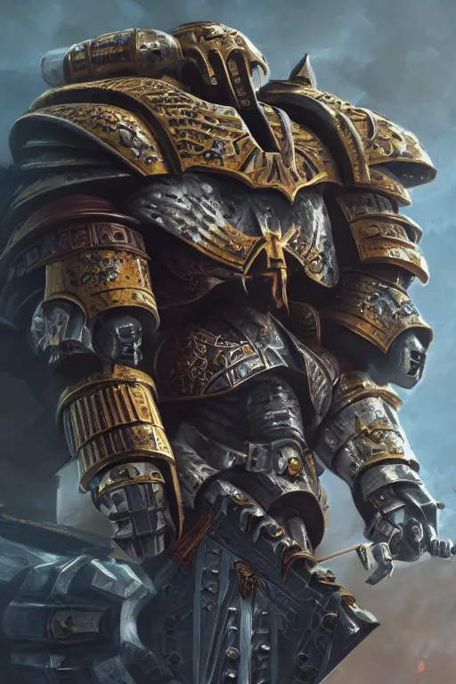 Image similar to armor portrait heros warhammer 4 0 k horus heresy fanart - the primarchs emperor by johannes helgeson animated with vfx concept artist & illustrator global illumination ray tracing hdr fanart arstation zbrush central hardmesh 8 k octane renderer comics stylized