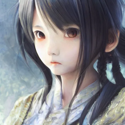 Image similar to dynamic composition, motion, ultra-detailed, incredibly detailed, a lot of details, amazing fine details and brush strokes, colorful and grayish palette, smooth, HD semirealistic anime CG concept art digital painting, watercolor oil painting of a Japanese schoolgirl, by a Chinese artist at ArtStation, by Huang Guangjian, Fenghua Zhong, Ruan Jia, Xin Jin and Wei Chang. Realistic artwork of a Chinese videogame, gradients, gentle an harmonic grayish colors.