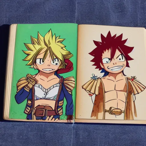 Prompt: hand drawn and colored vintage childrens fairy tail book portrait of boys