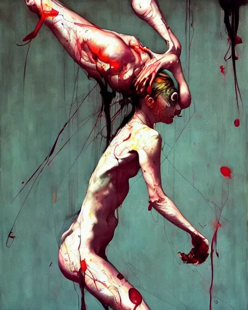 Image similar to you have to pull the feet to break the neck. in the style of adrian ghenie, esao andrews, jenny saville, edward hopper, surrealism, dark art by james jean, takato yamamoto