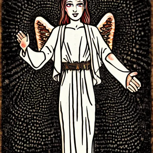 Image similar to biblically accurate angel in the style of Junji Ito