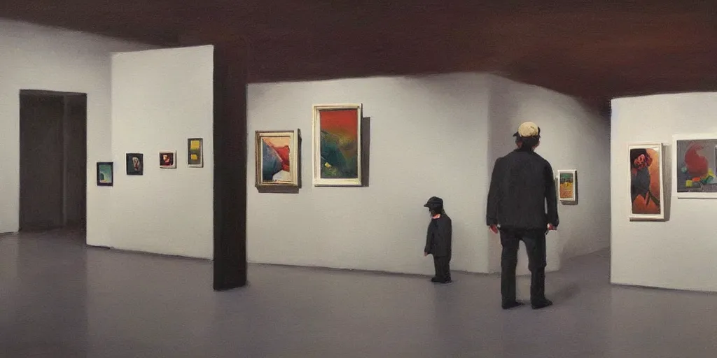 Image similar to an art gallery with pictures in the style of tim eitel