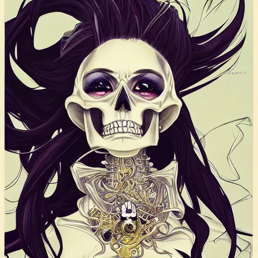 Prompt: anime manga skull portrait young woman skeleton, sonic hedgehog, intricate, elegant, highly detailed, digital art, ffffound, art by JC Leyendecker and sachin teng