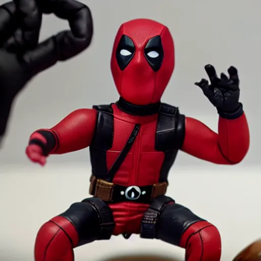 Prompt: deadpool claymation, frightening