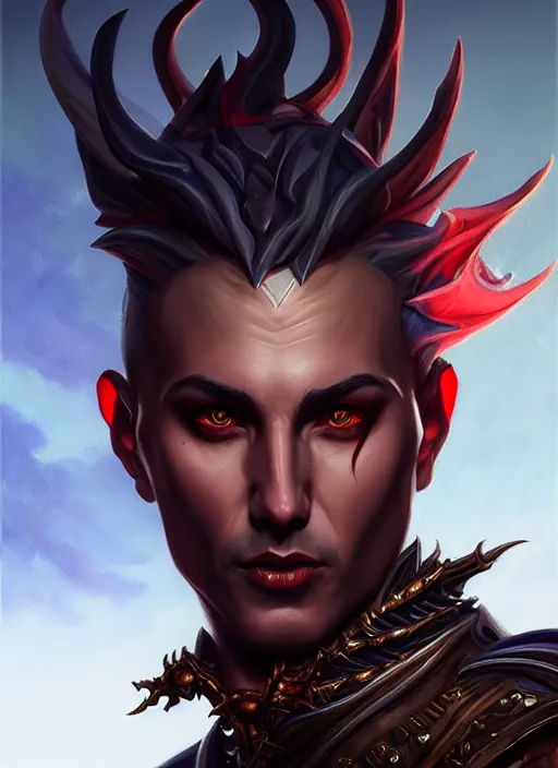 Image similar to a _ fantasy _ style _ portrait _ painting _ of cyric prince of lies, the dark sun, mischievous, deception, wicked, oil _ painting _ unreal _ 5 _ daz. _ rpg _ portrait _ extremely _ detailed _ artgerm _ greg _ rutkowski _ greg