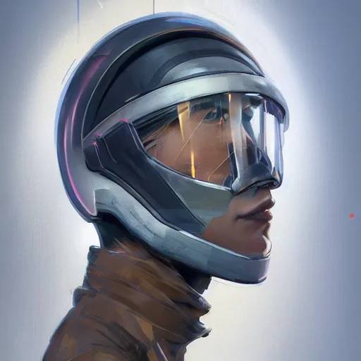 Prompt: concept art of scifi scientist with helmet by jama jurabaev, brush stroke, trending on artstation, upper half portrait, symmetry, headpiecehigh quality, extremely detailed