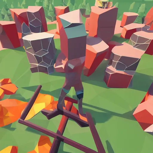 Image similar to vr game slice with axe game, hypercasual, low poly