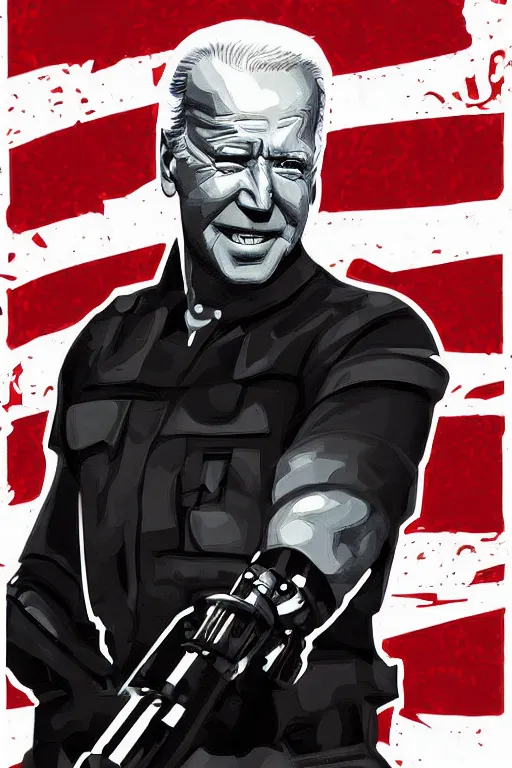 Prompt: Joe Biden as terminator, digital art, concept art