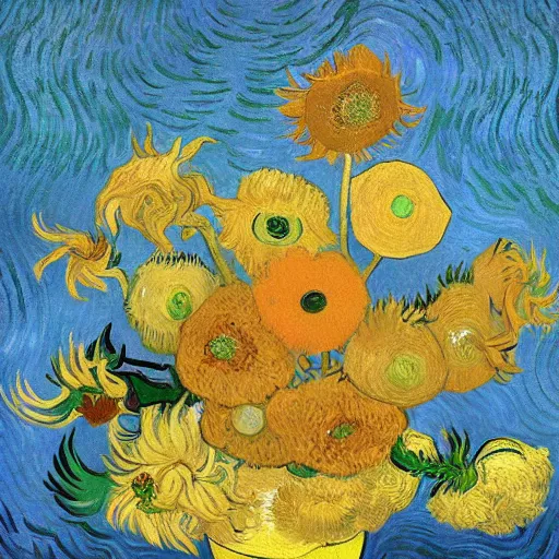 Prompt: a beautiful flower by vincent van gogh, digital art, trending on artstation