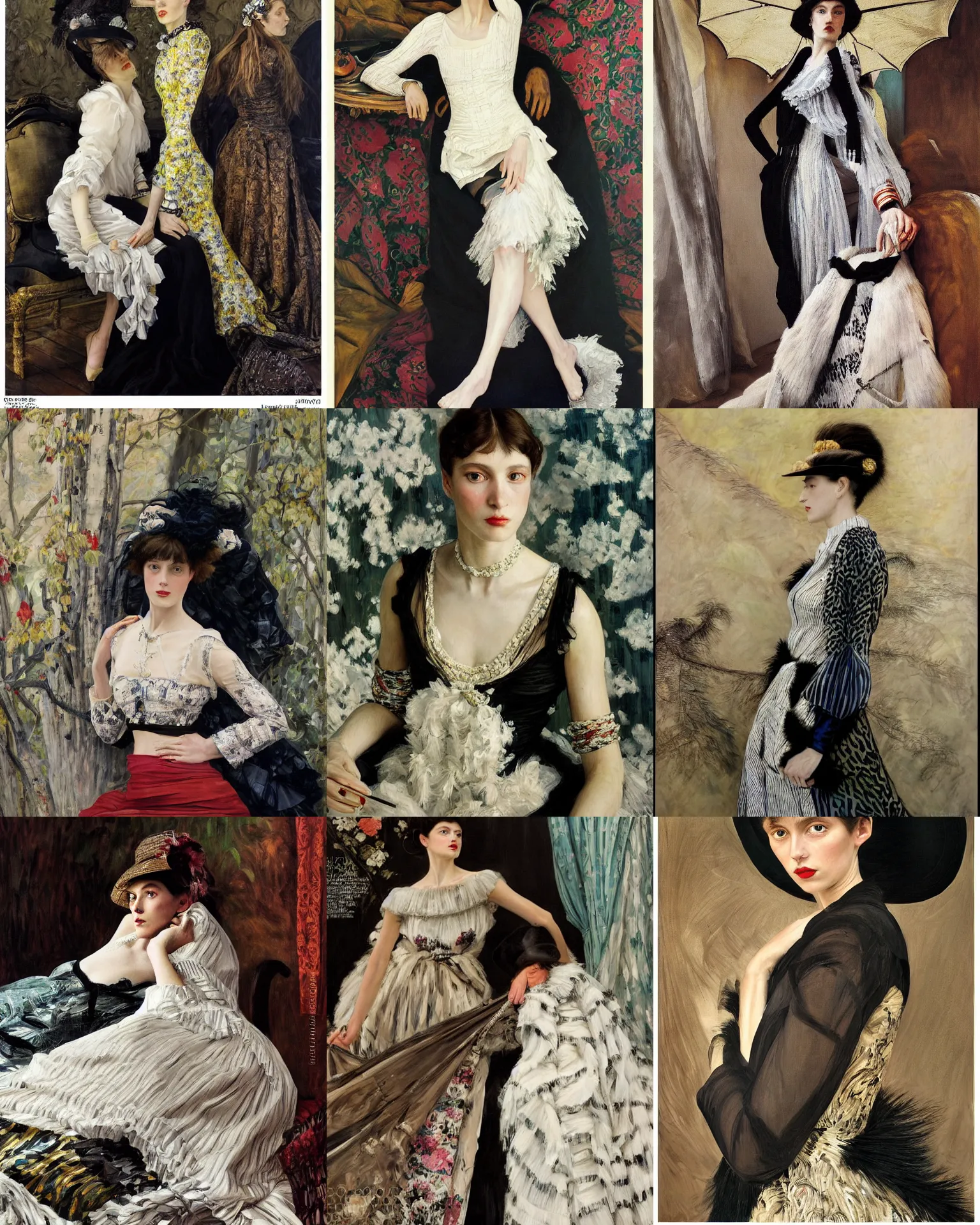 Prompt: a highly - detailed painting by james tissot and vogue magazine and zinaida serebriakova and edward hopper and annie leibovitz of a modern!!! 2 0 1 0 s vogue fashion photography portrait, studio photography portrait.