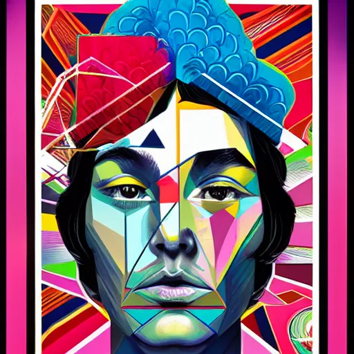 Image similar to God portrait by Tristan Eaton, geometric, trending dribble, behance