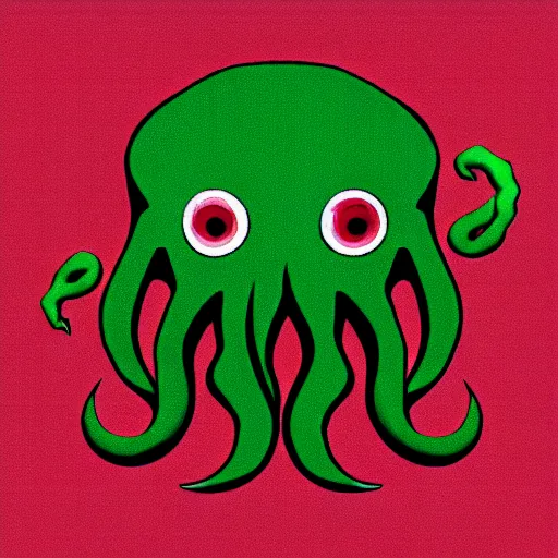 Image similar to a cute cthulhu icon drawn in the style of rockwell kent