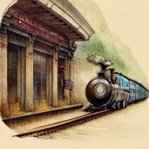 Image similar to (((((1800s train station . muted colors.))))) by Jean-Baptiste Monge !!!!!!!!!!!!!!!!!!!!!!!!!!!