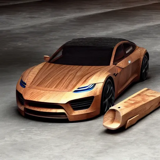 Image similar to Elon Musk is drinving a wooden car, 4k, Unreal 5, Octane render, Hyperrealistic, Exquisite detail