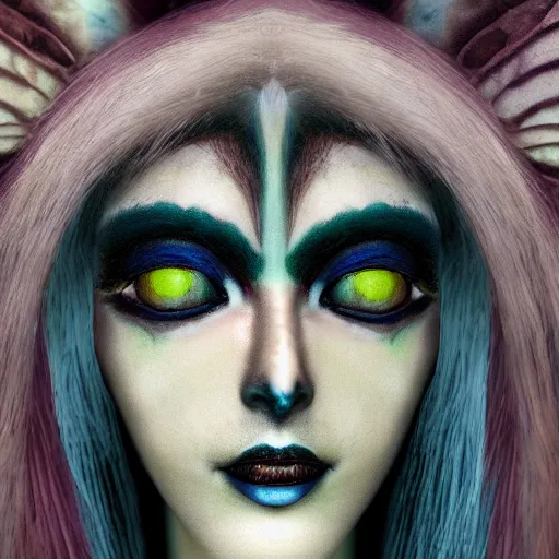 Prompt: close up of a fairie's face, real, humanoid