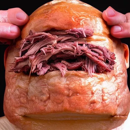 Image similar to man's face with skin that looks like pulled pork