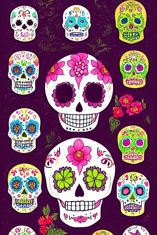 Image similar to illustration of a sugar skull day of the dead girl, art by ghibli studio