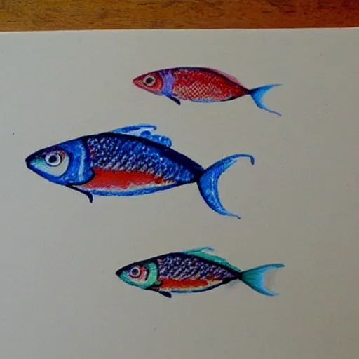 Prompt: fish miniature painting