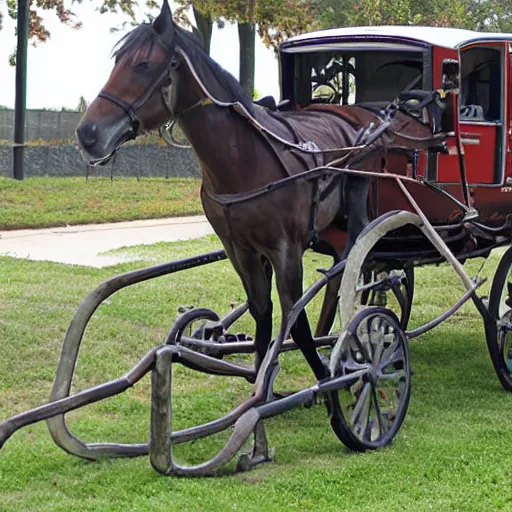 Image similar to horse and buggy powered by a big block engine