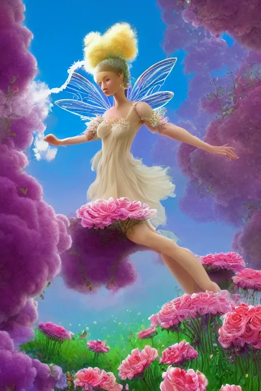 Image similar to a beautiful digital illustration painting fairy princess among the flowers by benoit b. mandelbrot, roger dean. 8 k resolution trending on artstation concept art digital illustration