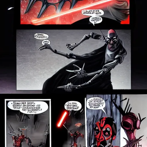 Prompt: Darth Maul fights General Grievous