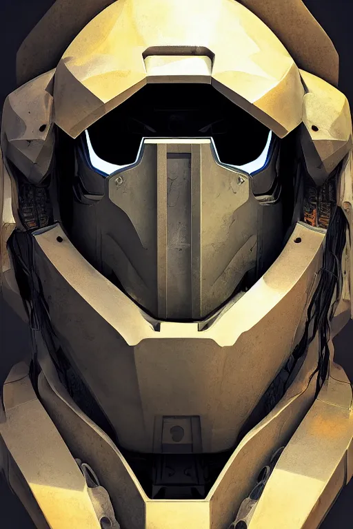 Image similar to robot ninja mask helmet halo master chief radiating a glowing aura global illumination ray tracing hdr fanart arstation by ian pesty and katarzyna da „ bek - chmiel