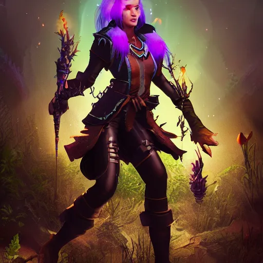 Image similar to female earth mage, high quality character design, action pose : : spotlight, biopunk, forestpunk, high detail, 1 6 k, oled, shadows, reflections, digital art